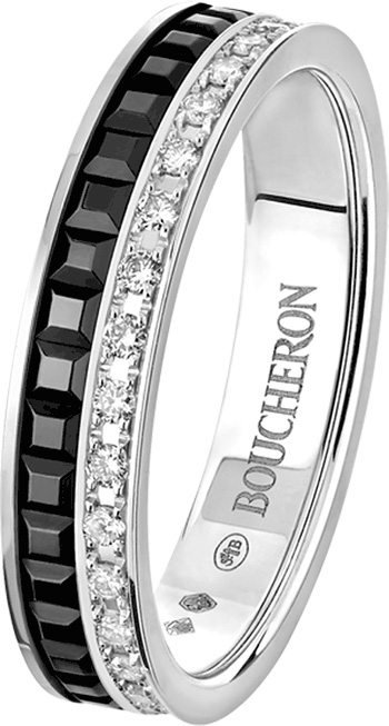 BOUCHERON jal00227 quatre black edition wedding band diamonds white gold black 1 | Alliance Quatre Black Edition